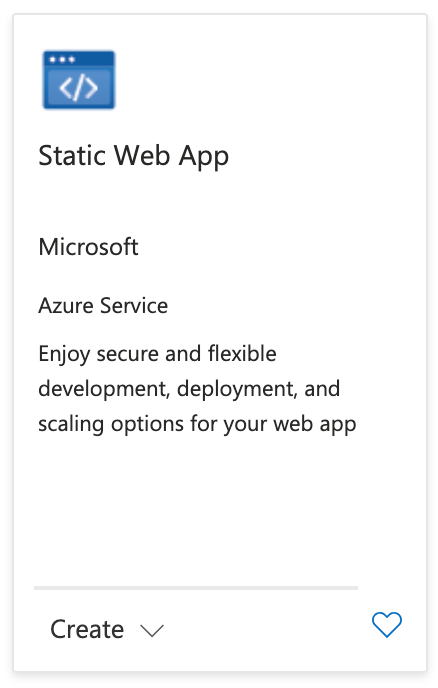The Static Web App resource in Azure.